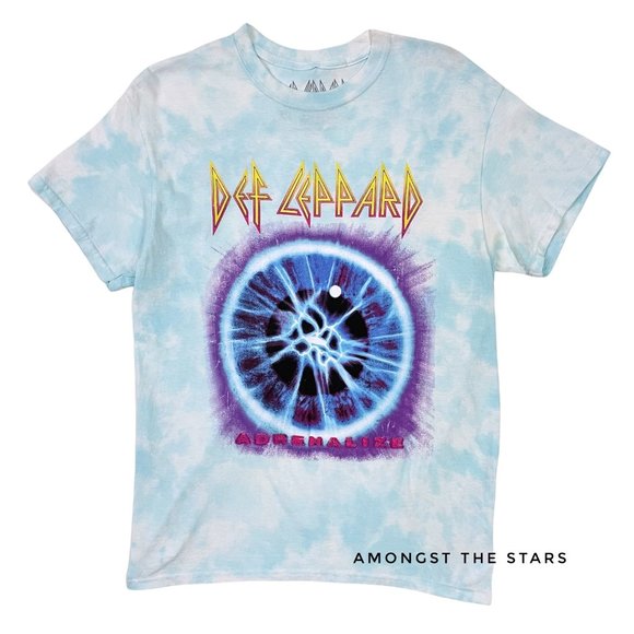 Def Leppard Adrenalize Blue White Tie Dye Band T-Shirt - Picture 1 of 4